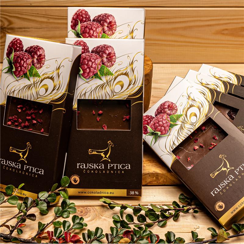 Slovenska čokoloda - Mlečna čokolada z malino, 85g