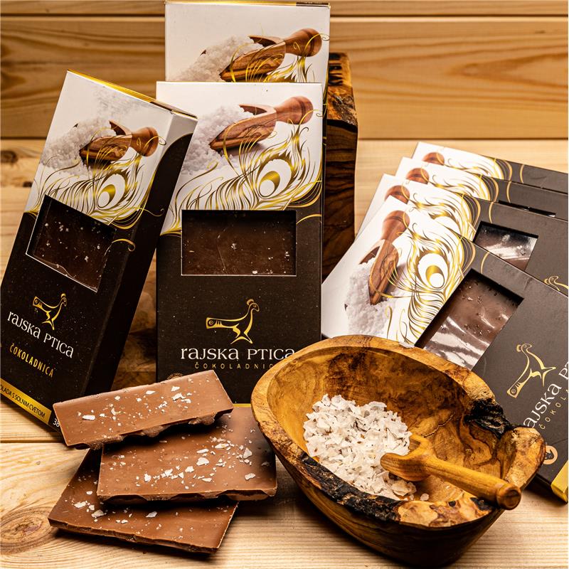 Slovenska čokolada - Mlečna čokolada s solnim cvetom, 85g