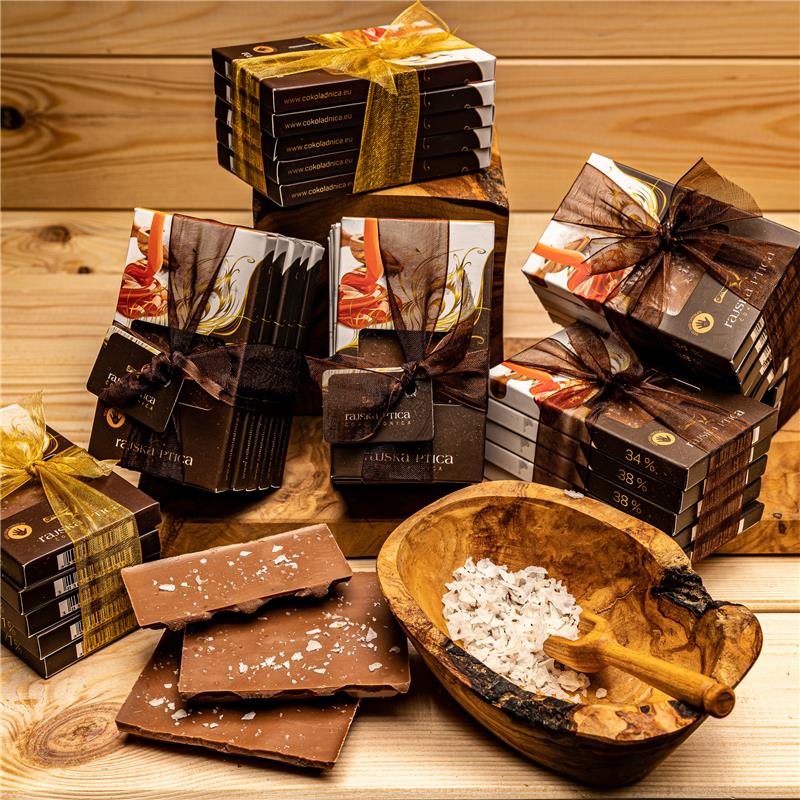 Slovenska čokolada - Darilni paket čokolad s solnim cvetom, 5x18g