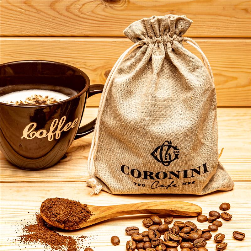 100% kava Arabica v vrečki iz jute